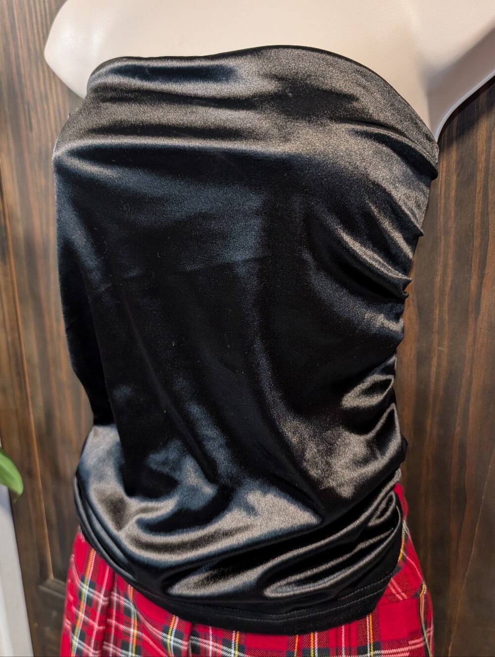 NWT Mary Wyatt London Black Satin Ruched Tube Top